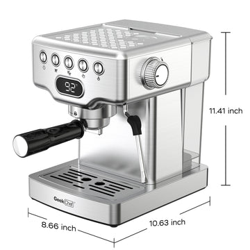 “Geek Chef 20-Bar Espresso Machine with Milk Frother – 1.8L Stainless Steel”