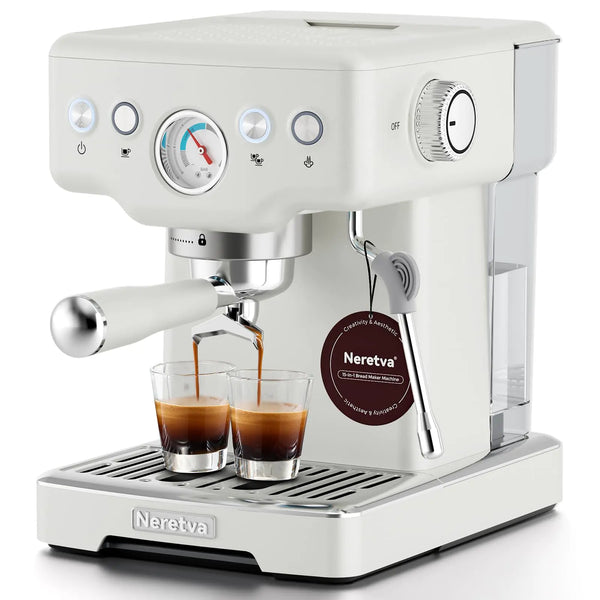 Neretva 2-in-1 Espresso & Coffee Machine – 15-Bar, 1450W (White)