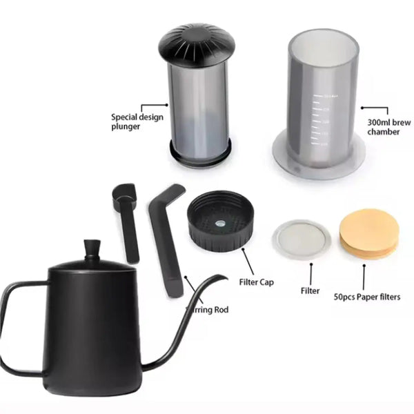 Portable Espresso & French Press Coffee Maker with Filter Papers – Barista Tool